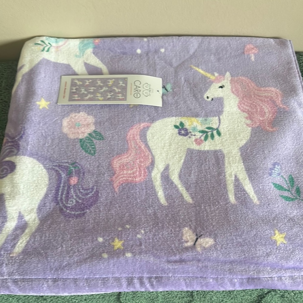 Caro Kids Beach Towel Purple Lilac Unicorn 🦄 Pink Turquoise NEW!